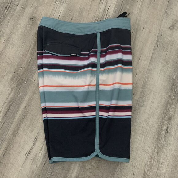 O'Neill Mens Hyperfreak Board Shorts Swim Trunks Multi Stripe Stretch Sz 29 - Picture 5 of 6
